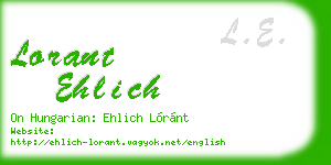 lorant ehlich business card
